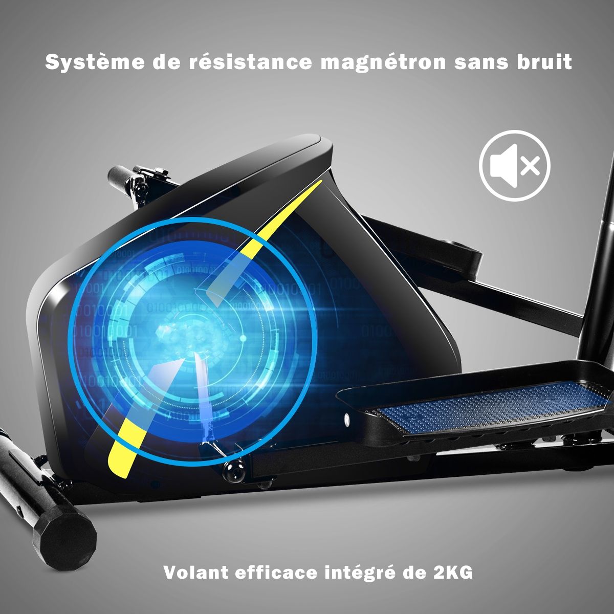 Vélo Elliptique avec 8 Niveaux de Résistance-Masse d'Inertie 2 kg Pouls à la Main Affichage LCD - Lidl-Manfred