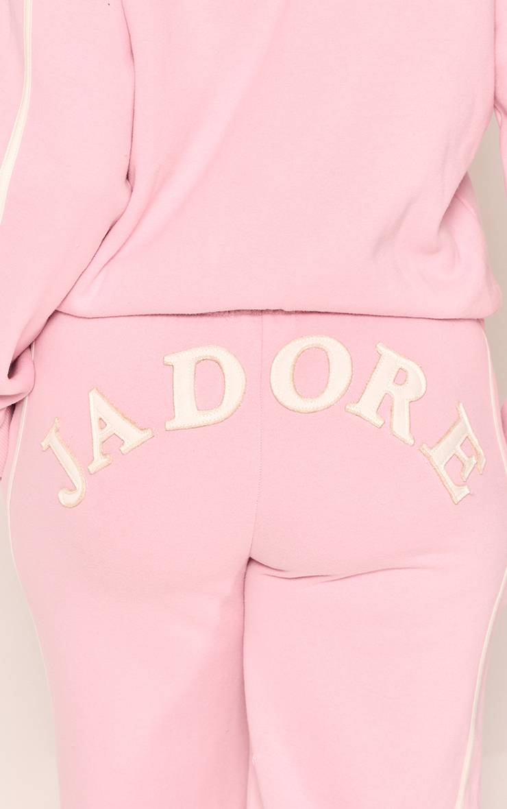 Rose Jogging Jambe Large Appliqué Contraste Jadore Shape