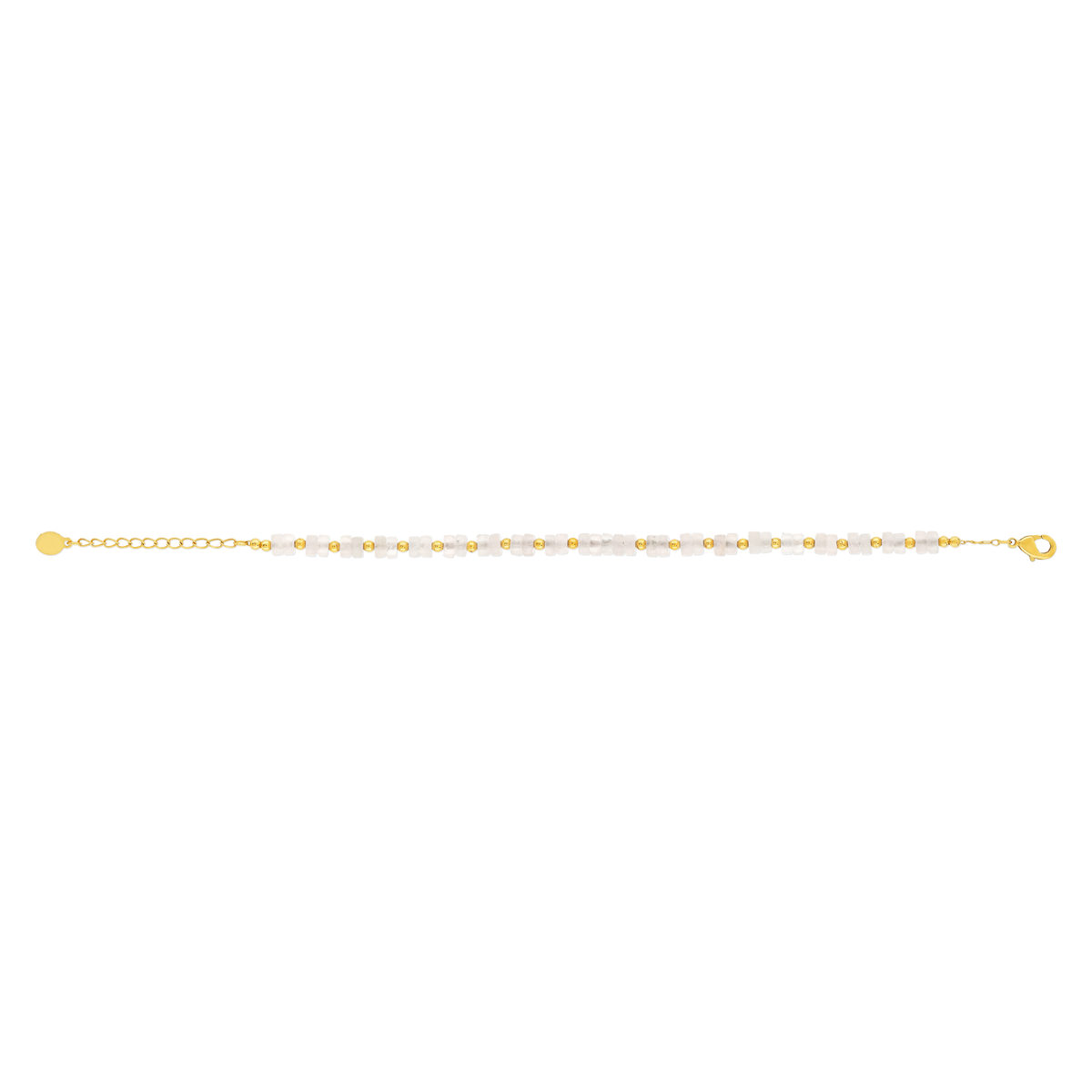 Bracelet plaqué or jaune quartz rose 19.5 cm