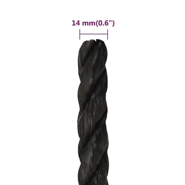 vidaXL Arbeidstau svart 14 mm 50 m polypropylen