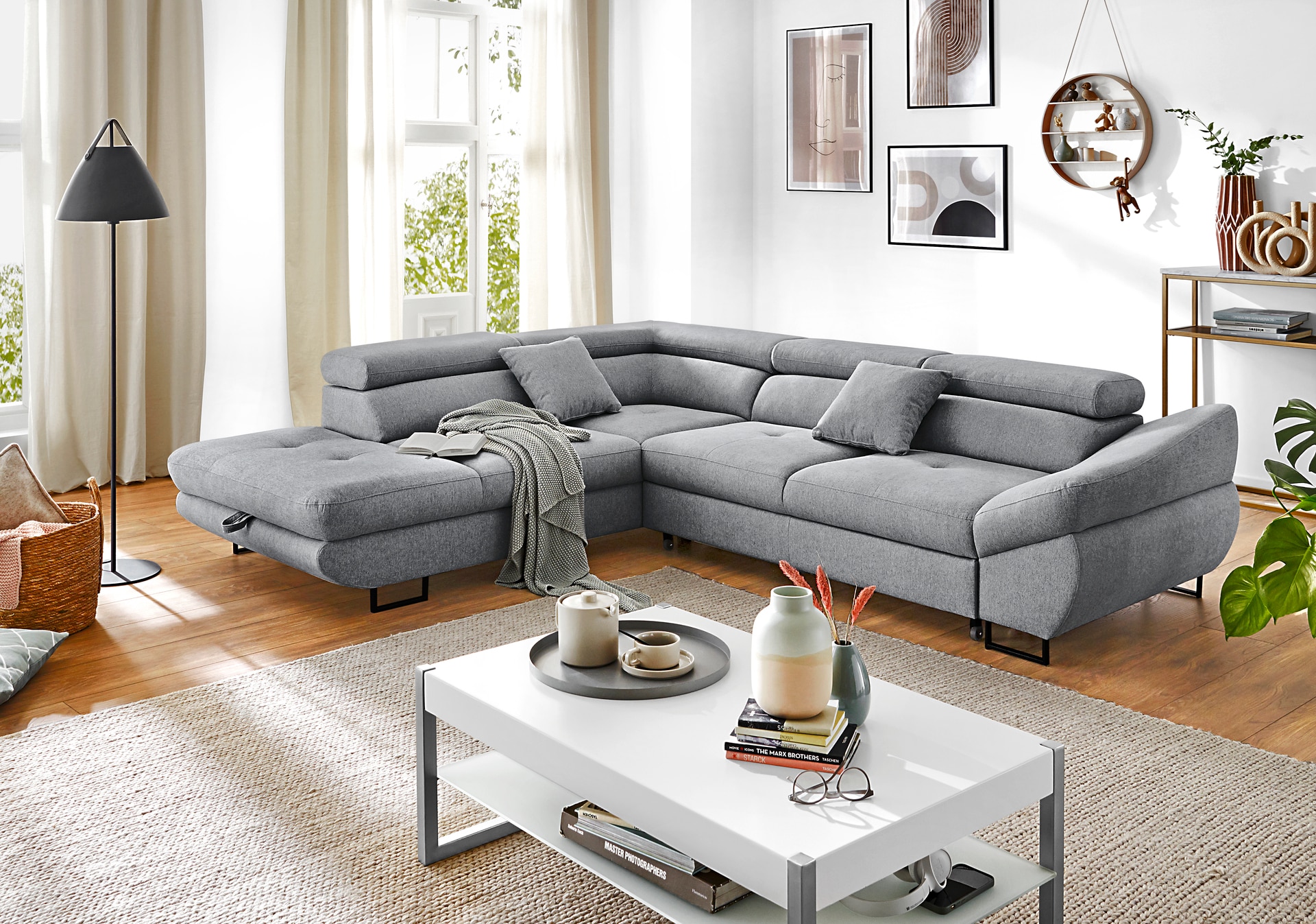 CASAVANTI Ecksofa FABIO 235 x 280 cm Primo hellgrau
