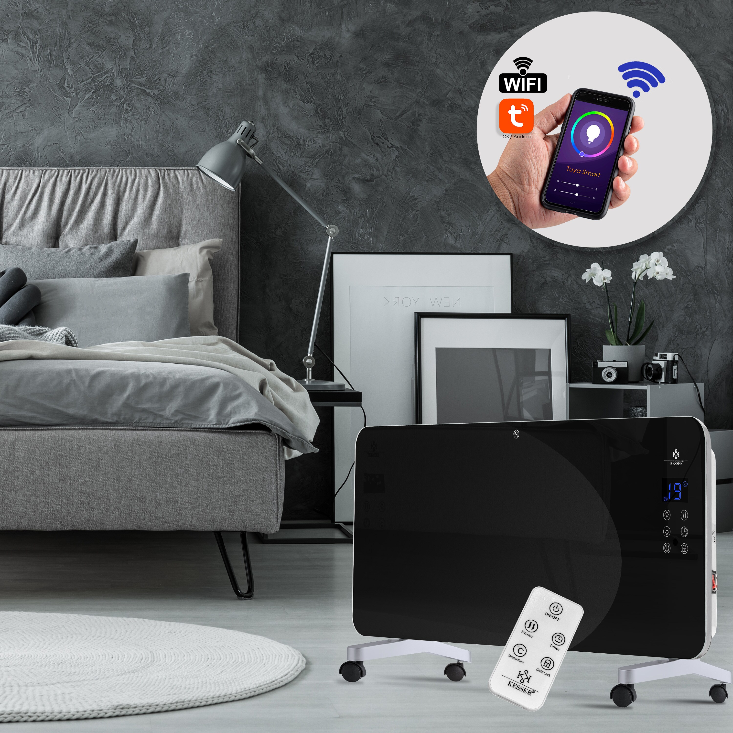 KESSER® Elektro Glasheizung Konvektor Elektroheizung Heizung Heizkörper Touch Display