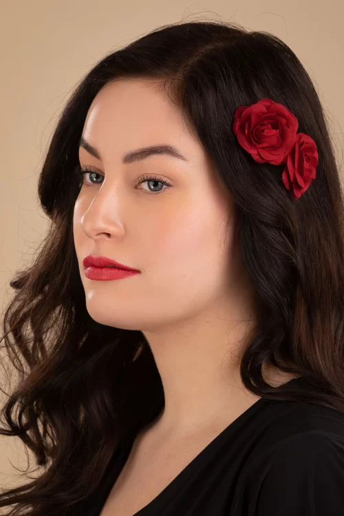 ZaZoo Pin-up rode rozen haarclips