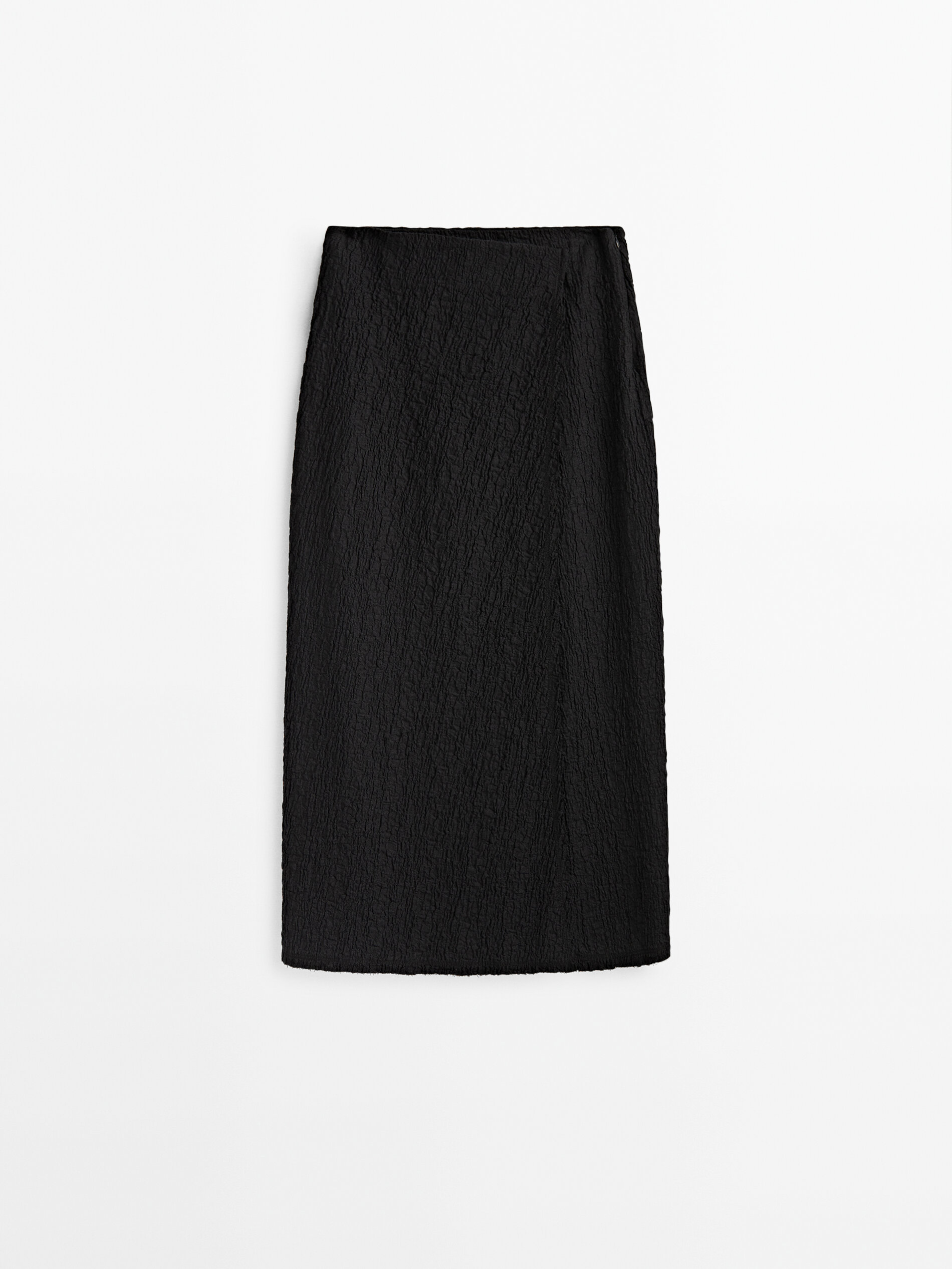 Saia midi envelope texturizada - PRETA