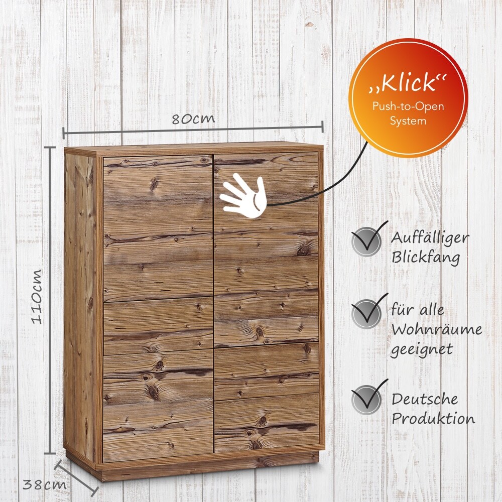 Highboard Eyecatcher Kommode mit Push-To-Open-System