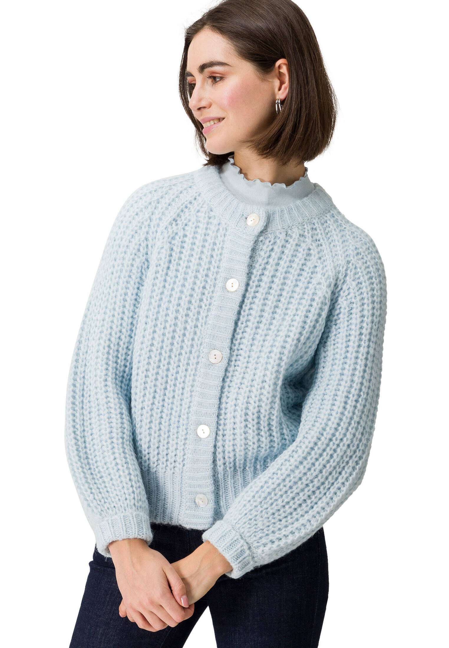 zero| Damen Strickjacke mit Knopleiste