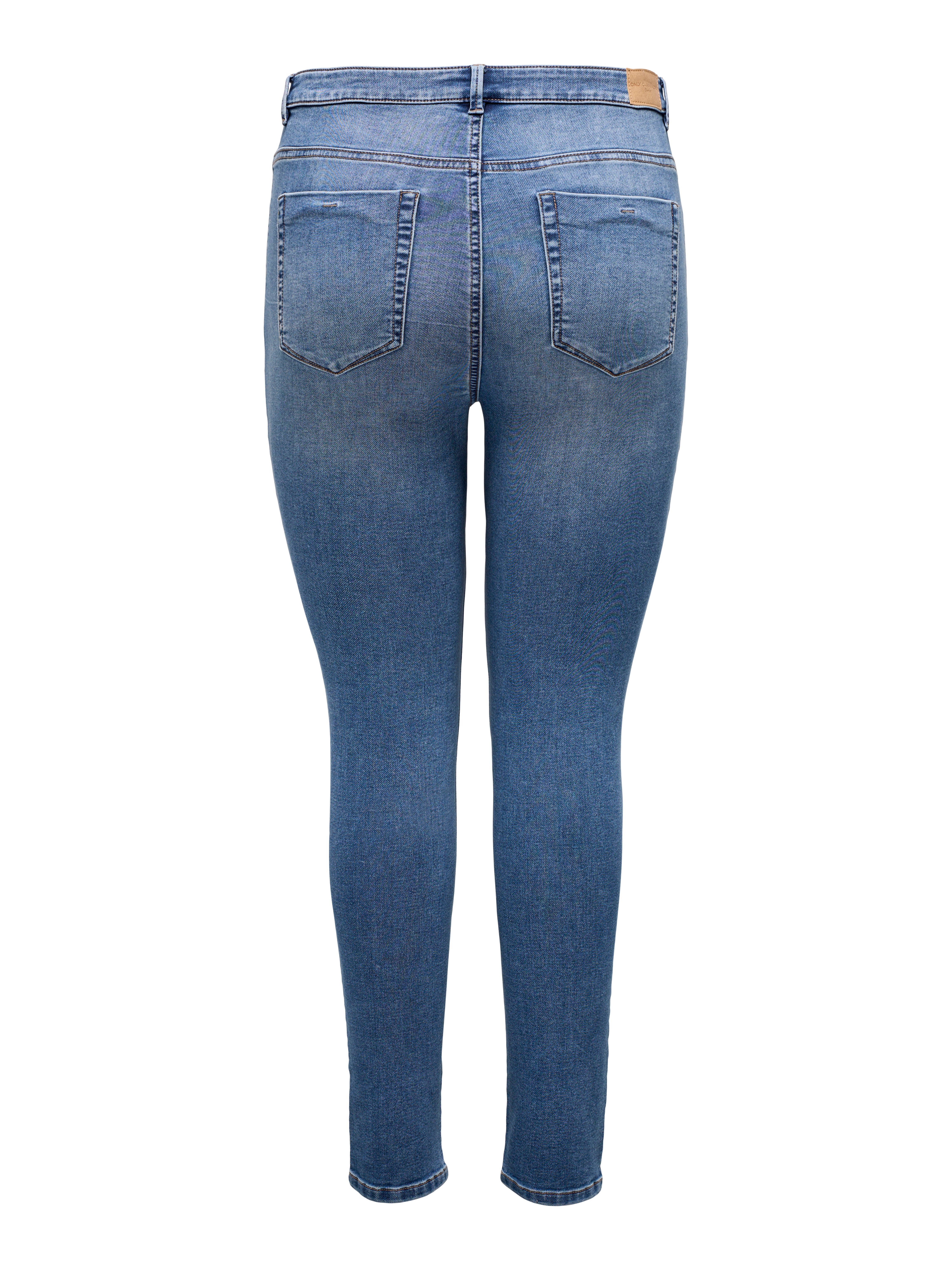 CARFOREVER Hohe Taille Skinny Fit Jeans Medium Blue Denim