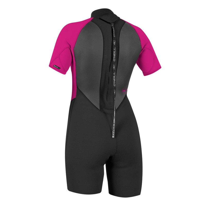 SHORTY ONEILL REACTOR 2 2MM BACKZIP MANCHES COURTES FEMME ROSE/NOIR