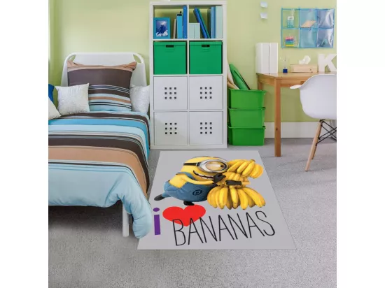 Tapis enfant 95x133 rectangle tissé jaune LOVEBANA