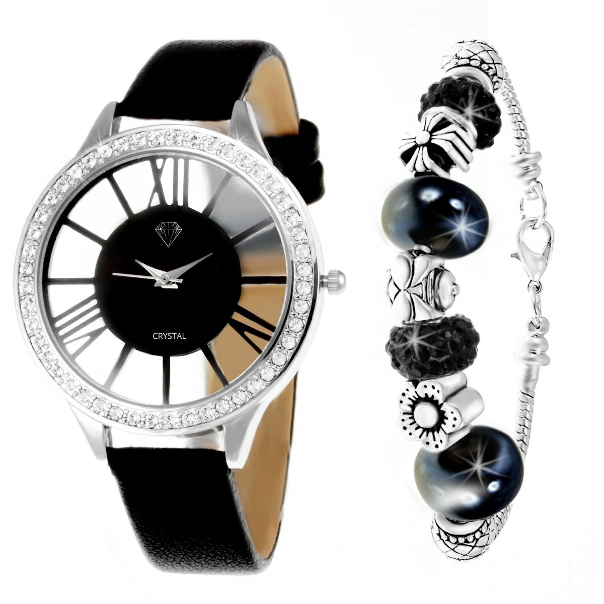 Coffret montre Lara SC Crystal ornée de Cristaux scintillants et son bracelet mode