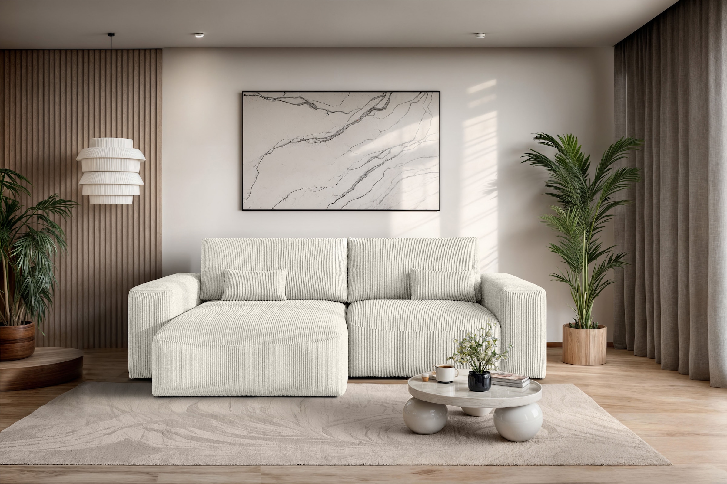 GOODproduct Ecksofa »MATTS Schlafsofa mit Bettkasten, Masse B/T/H: 265/159/89 cm« L-Form mit Recamiere rechts oder links, hoher Sitzkomfort