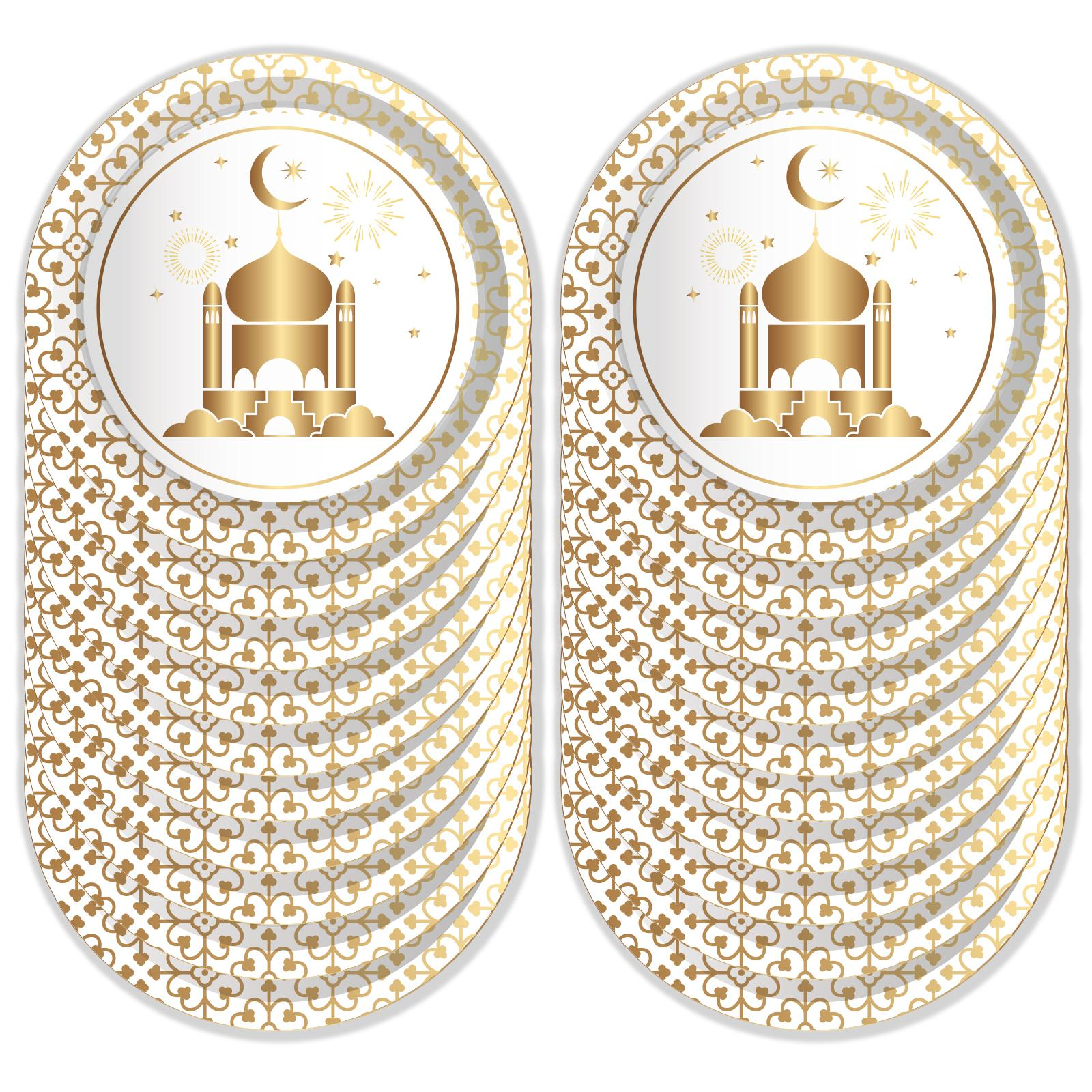 (44-tlg. Set) Ramadan Einweg Geschirr Bajram Party Tisch Dekoration - Eid Mubarak