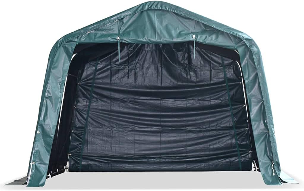 Hommdiy Weidezelt PVC 550 g/m² 3,3×3,2 m Dunkelgrün Weideunterstand Offenstall Weidehütte Pferde Schafe Kühe Unterstand Stall Shelter Stahl