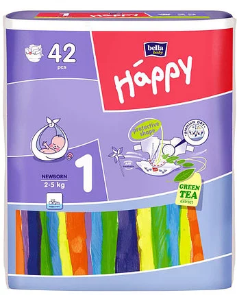 HAPPY Couches Taille 1, 2 à 5 kg - 42 couches