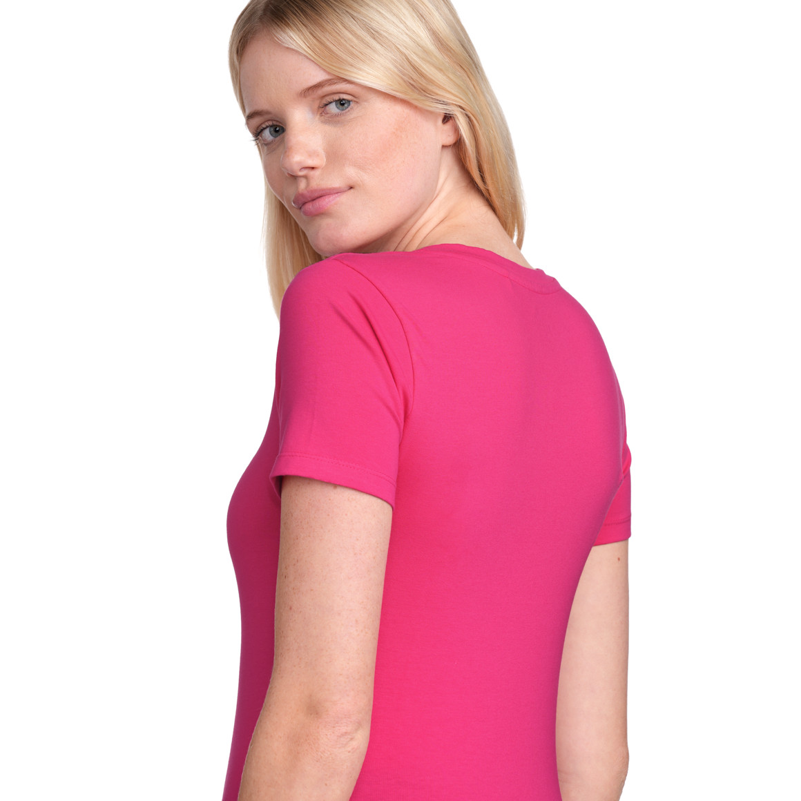 Gina Benotti Damen T-Shirt mit V-Ausschnitt pink