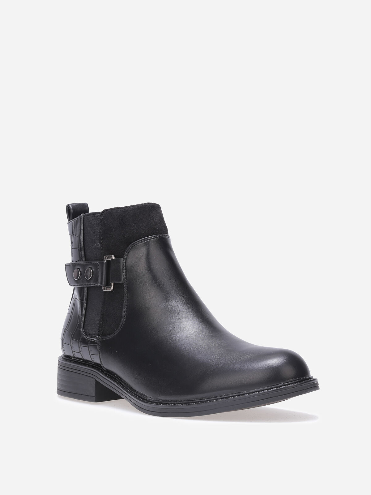 Chelsea multi-matières à boucle métallique- Noir