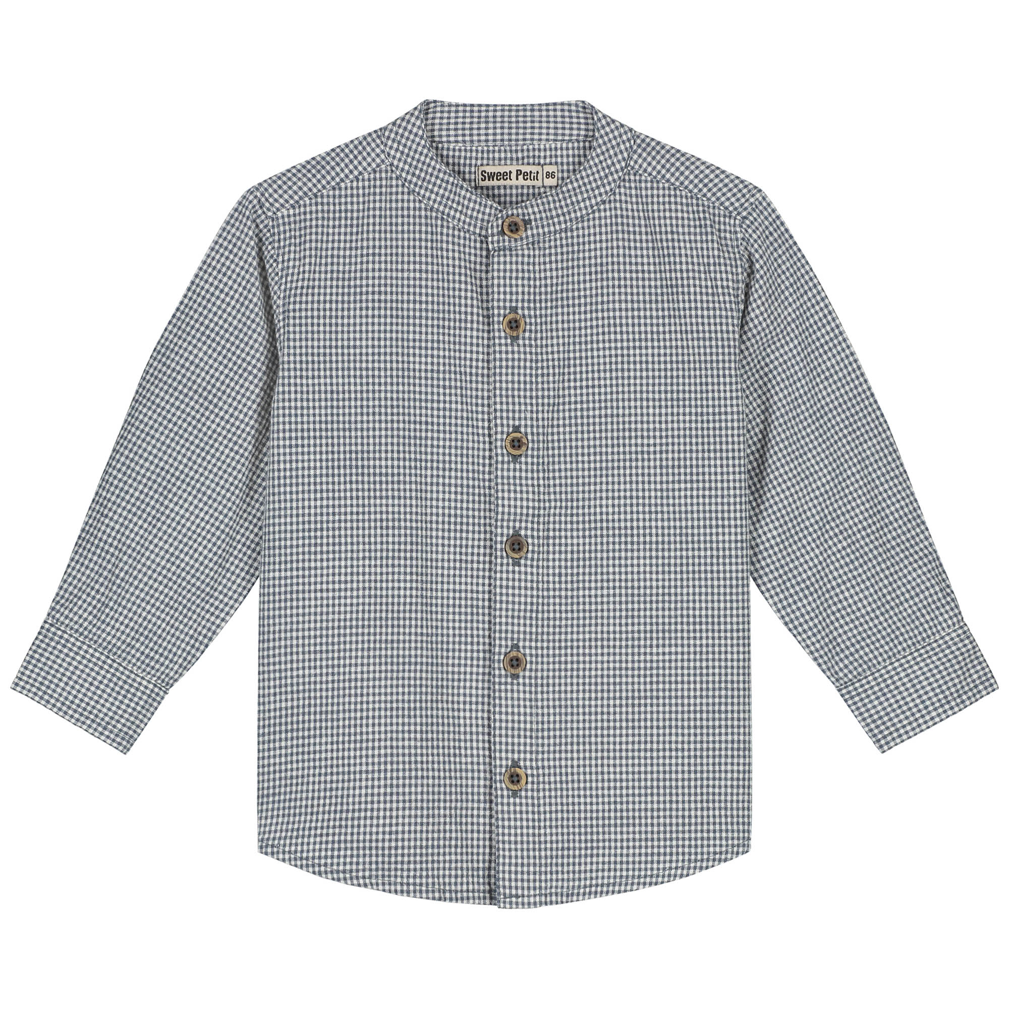 Sweet Petit baby blouse Camiel lange mouwen ruit blauw