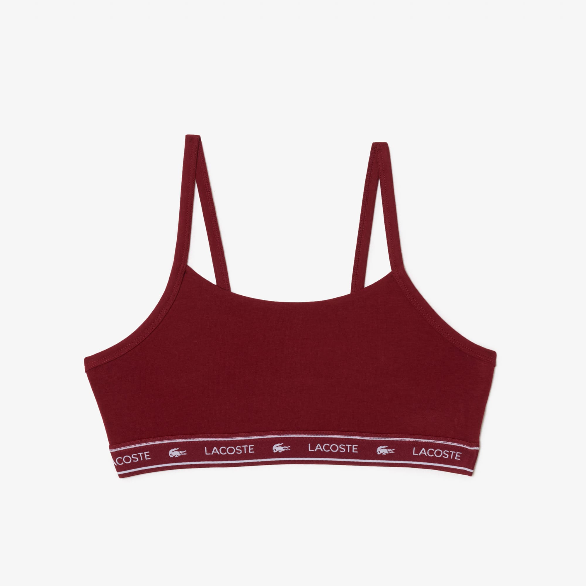 Brassière avec bande siglée en coton stretch Brassières - Rouge - Lacoste - Femme