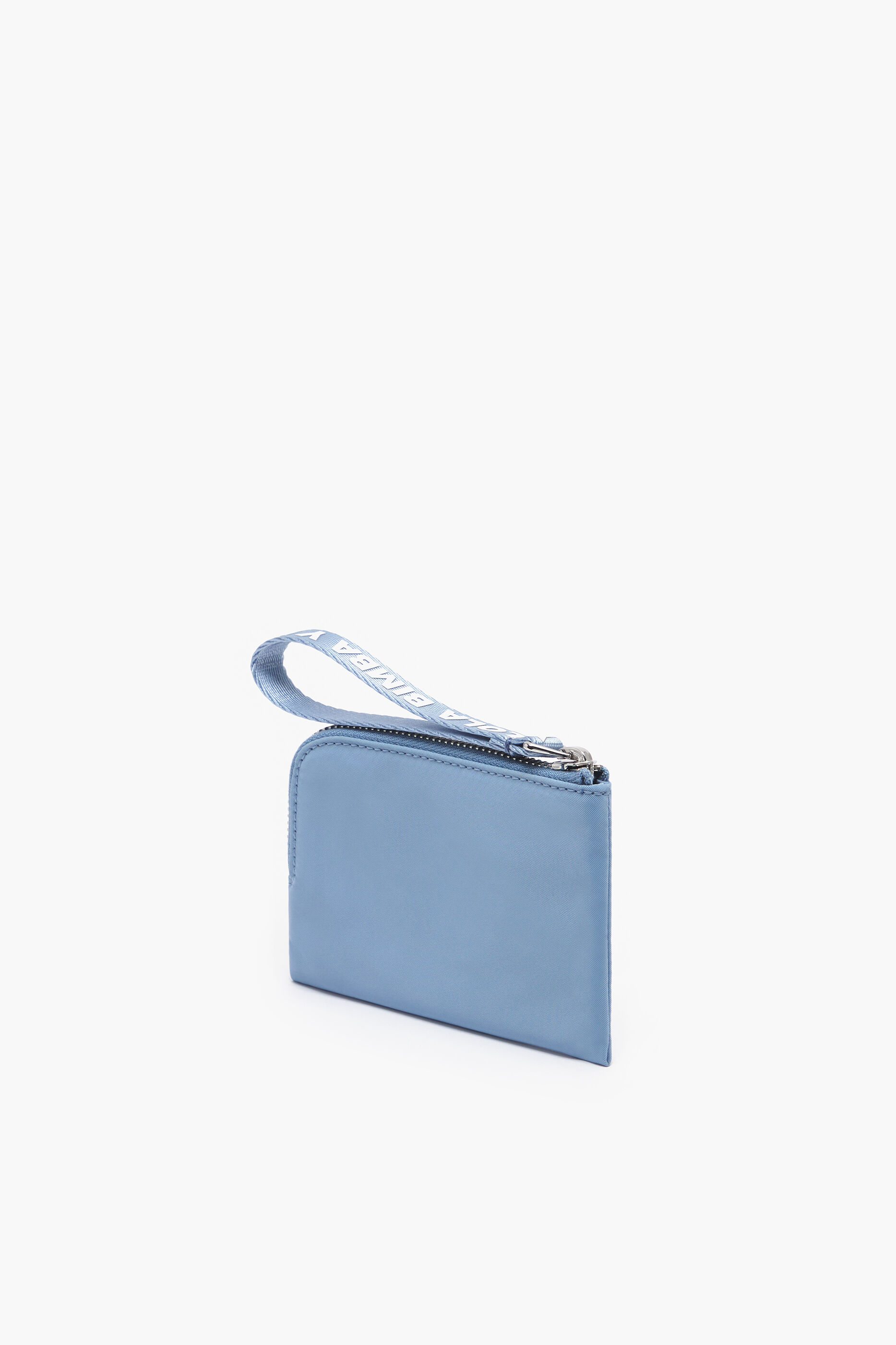 Porta-moedas curvo em náilon azul pastel