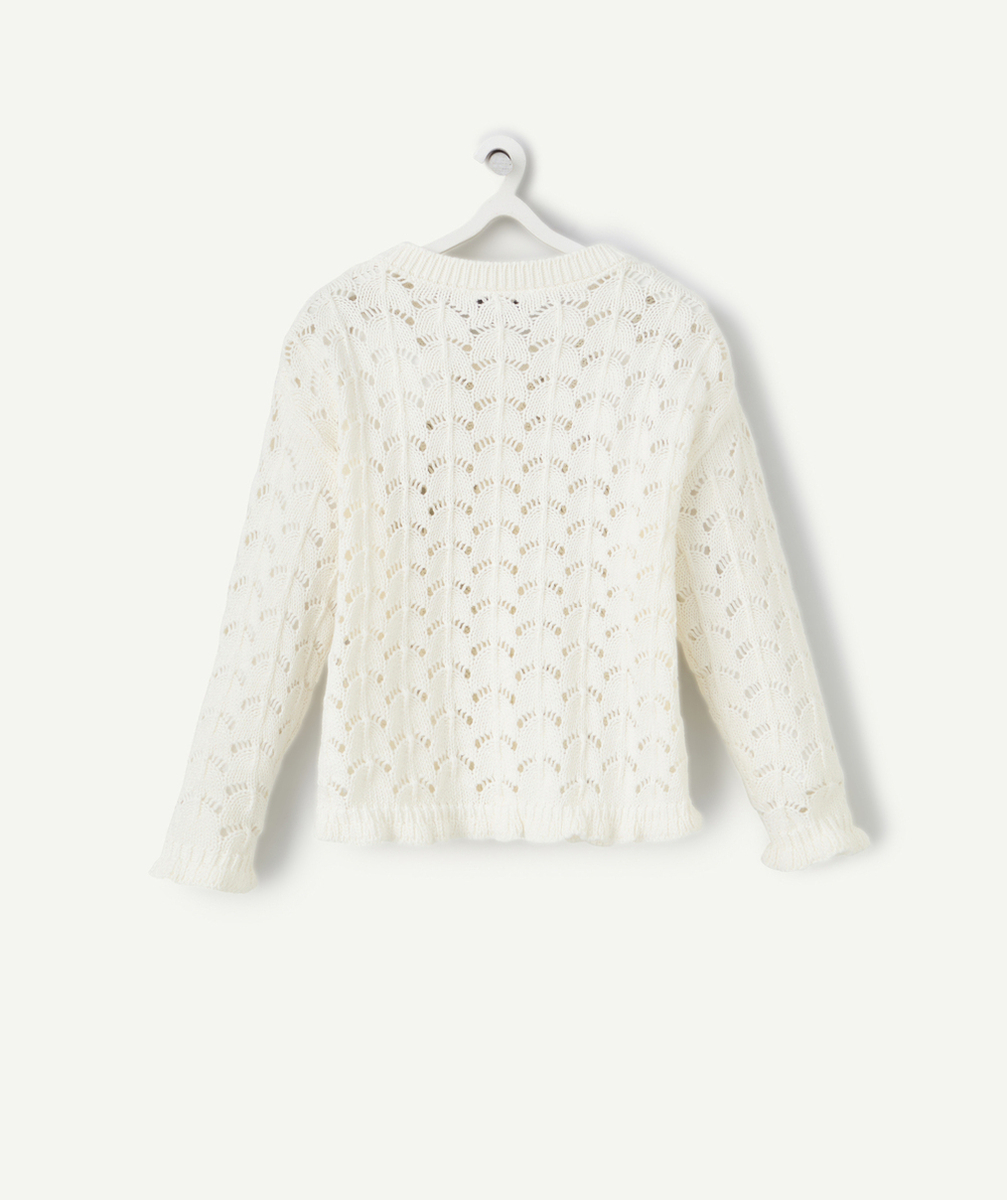 cardigan bébé fille en coton bio et crochet écru