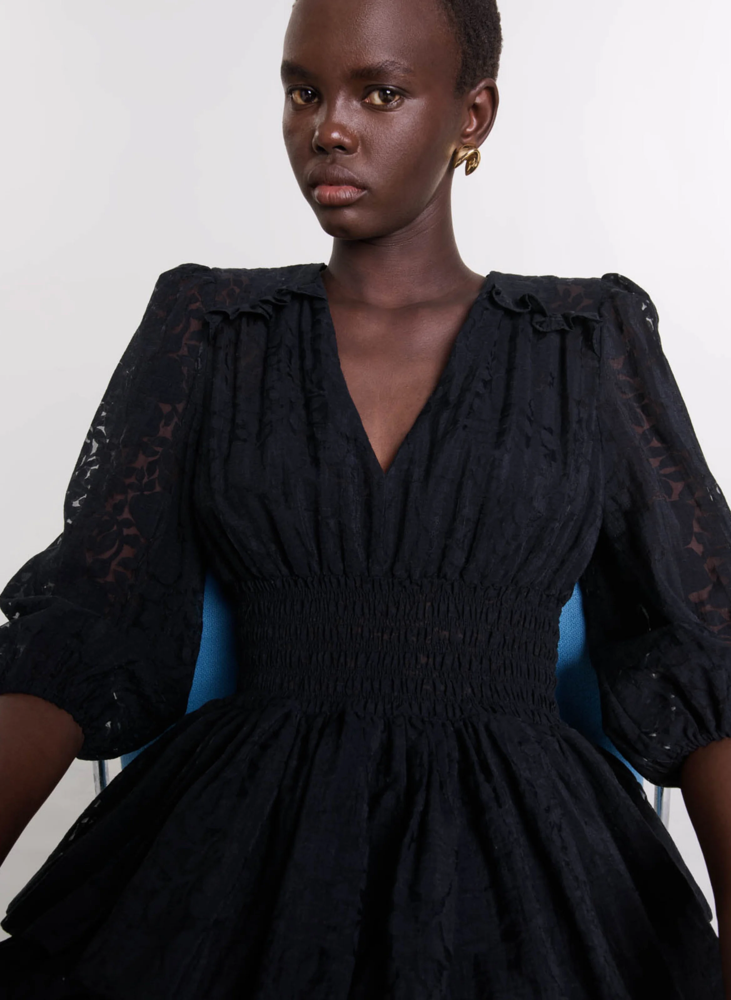 Robe courte en dentelle | Noir