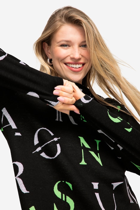 Sweatshirt, Buchstaben-Print, Stehkragen, Langarm, OEKO-TEX