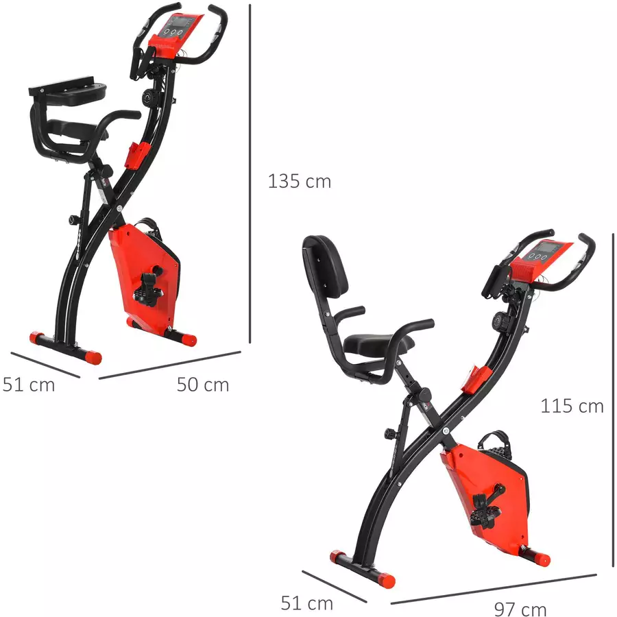 HOMCOM Fahrradtrainer mit LCD Display rot, schwarz