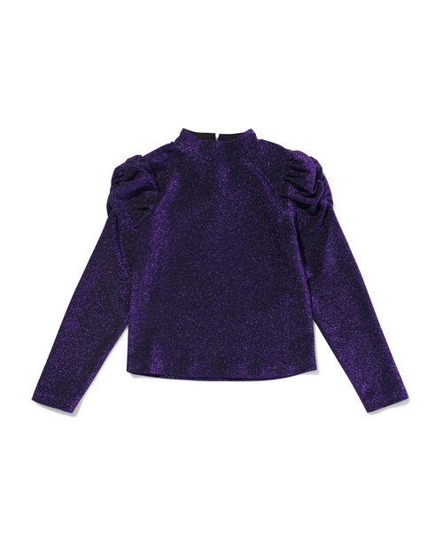 t-shirt fille manches bouffantes violet