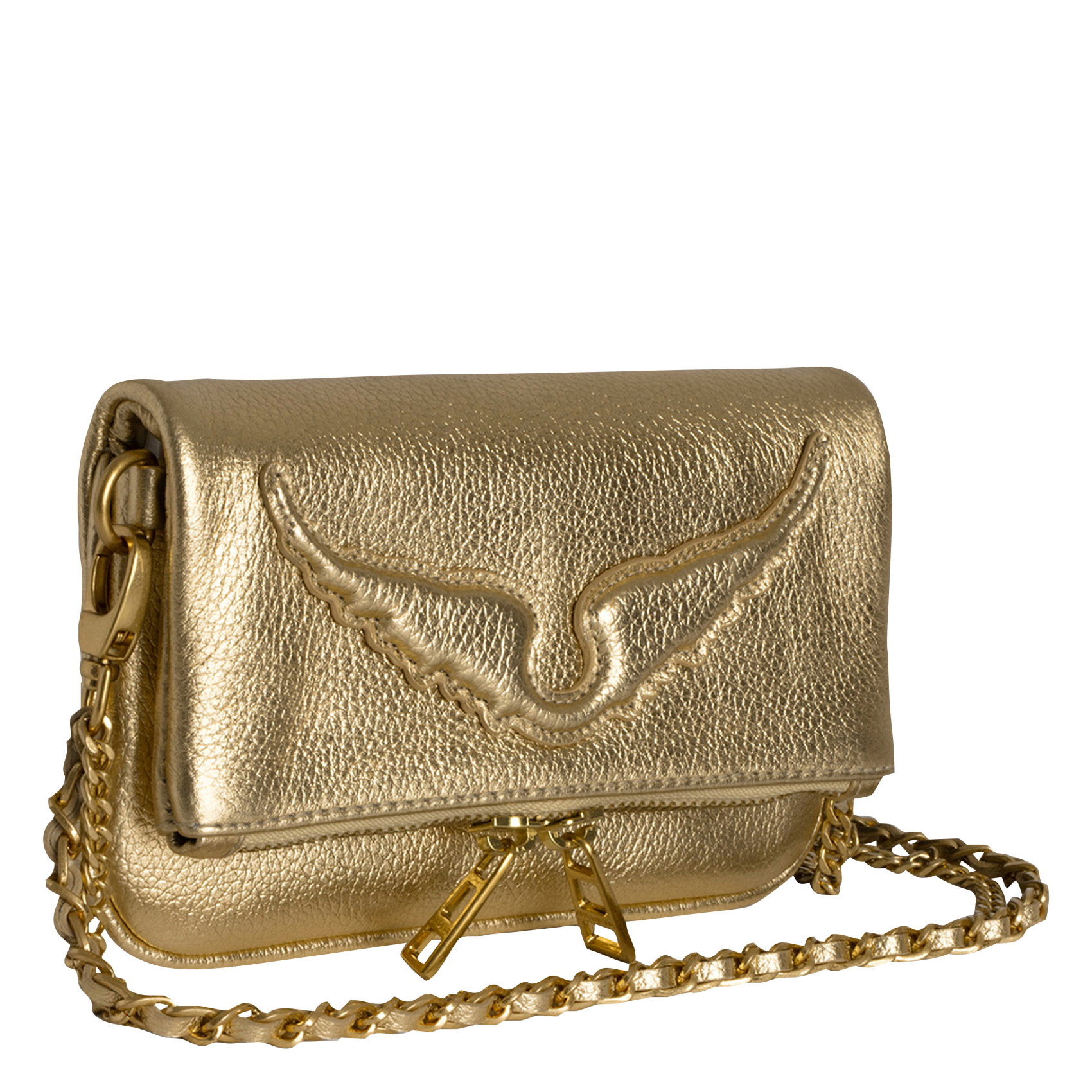 ROCK NANO - Pochette en cuir grainé métallisé | Jaune