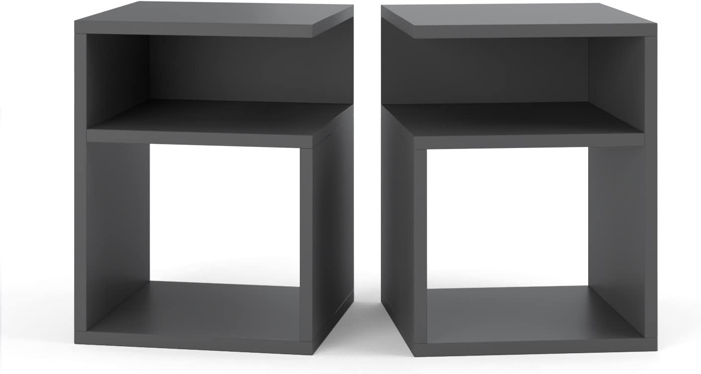 MRBLS Nachttisch 2er Set Boxspringbett Nachtschrank Nachtkommode Modern Möbel ohne Schubladen für Ihr Schlafzimmer, Wohnzimmer Beistelltisch Einfacher Sofatisch (Grau Matt) – 32 x 40 x 30 cm (B/H/T)