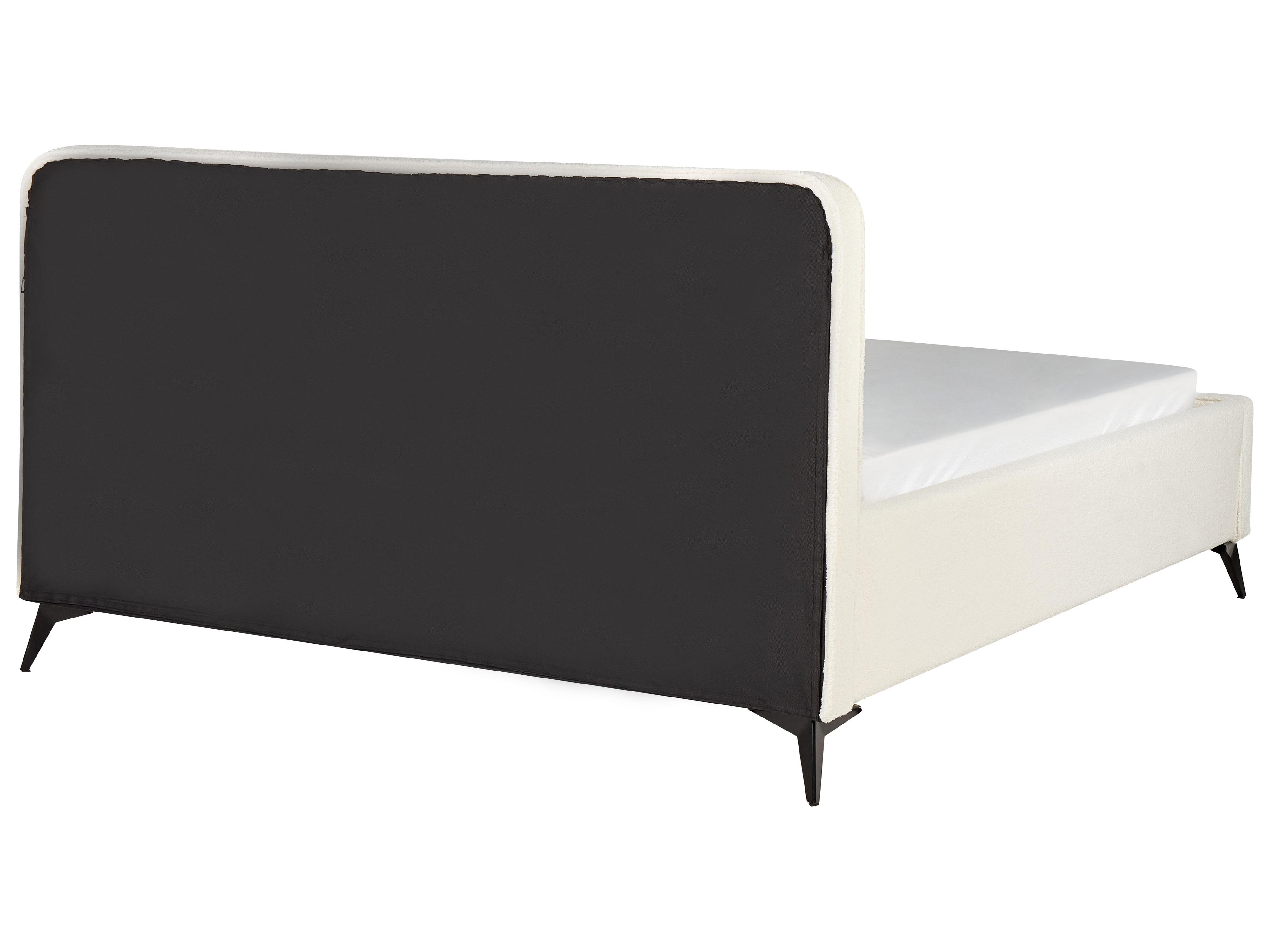 Bed Bouclé VALOGNES 180 x 200 cm Gebroken wit