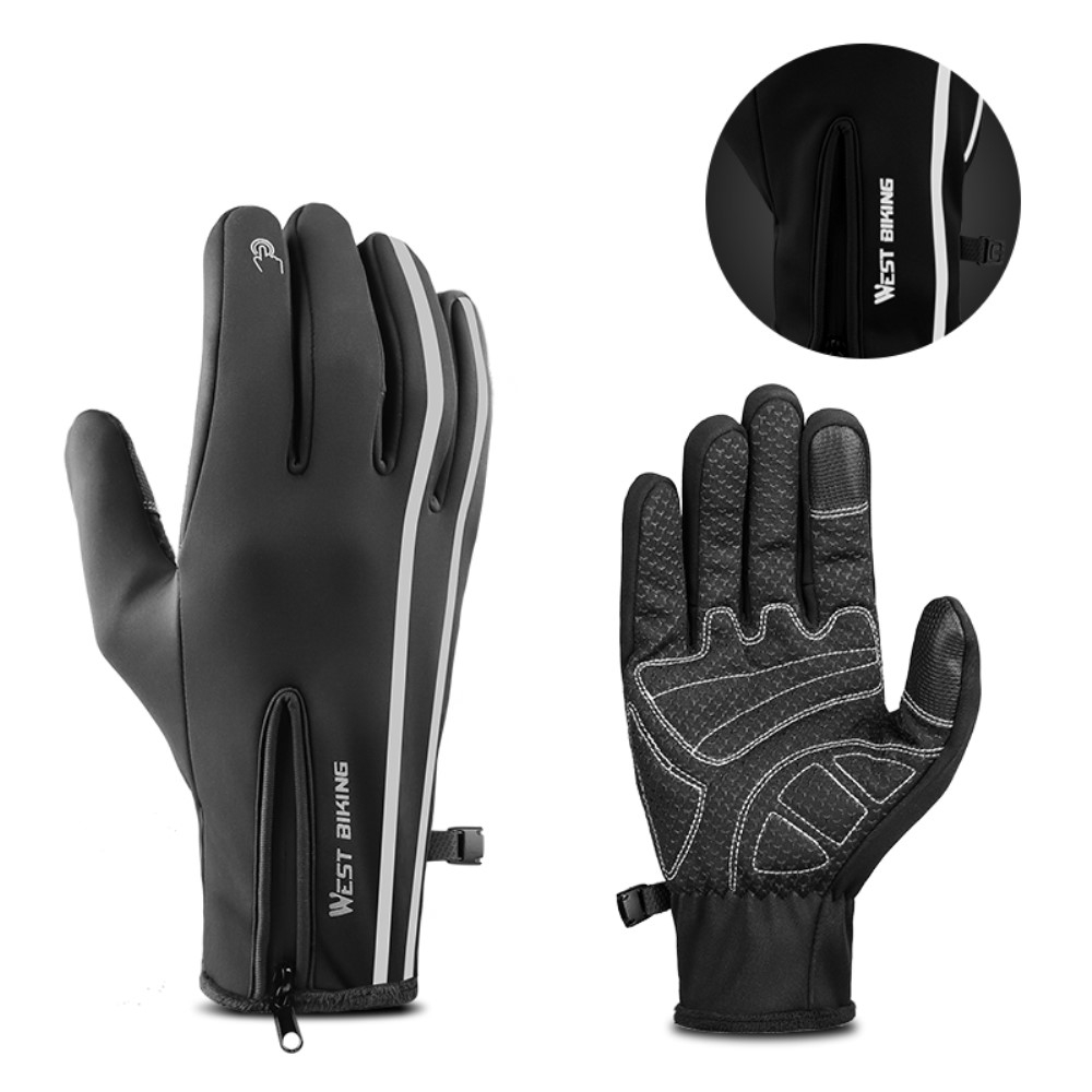 (1 Paar) Gr. S Wetterfeste Outdoor Thermal Touch Handschuhe - Schwarz