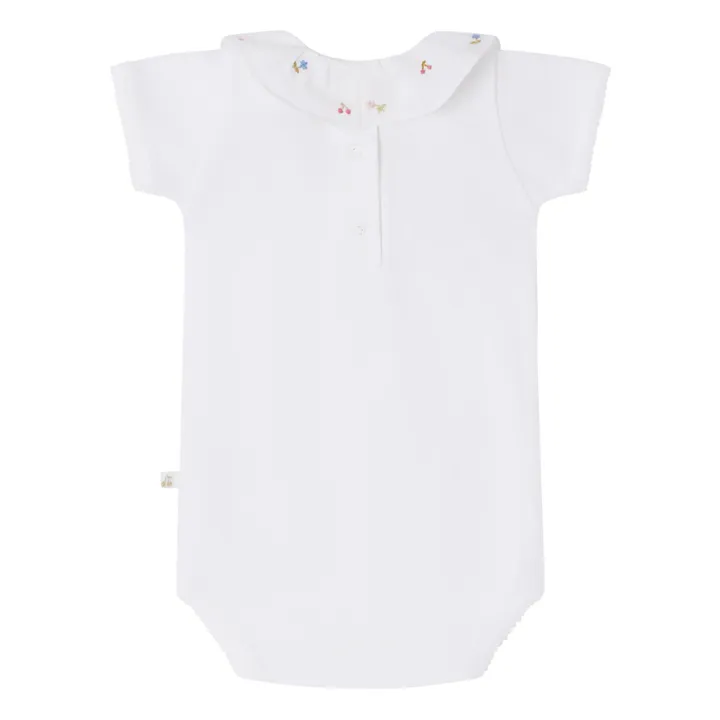 Bonpoint Body Côtelé Brodé April | Blanc