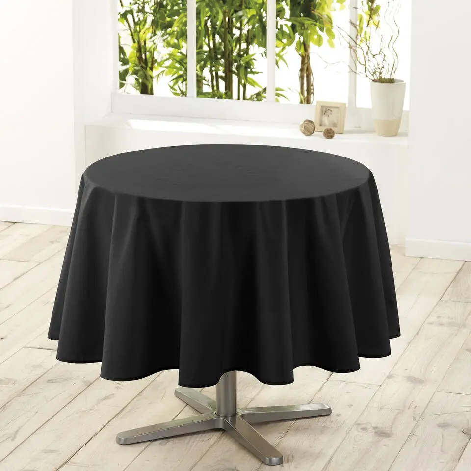 Wicotex Tafellaken - zwart - rond - polyester - 180 cm