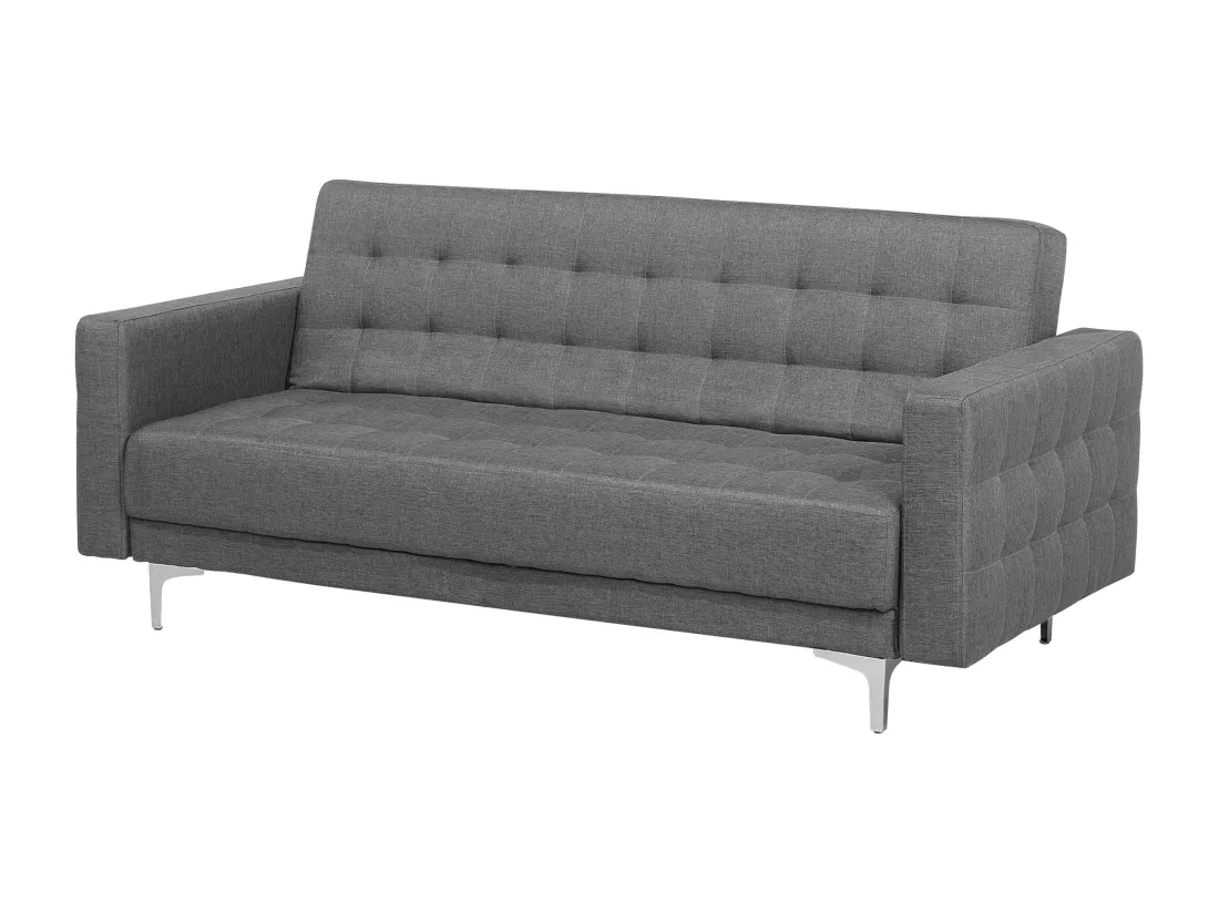 Canapé convertible 3 places en tissu gris clair ABERDEEN