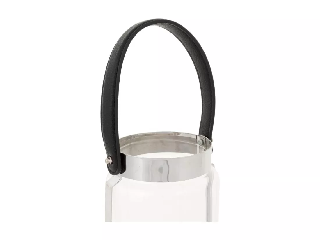 Lanterne en acier inoxydable et cristal argenté 12,5x12,5x23h