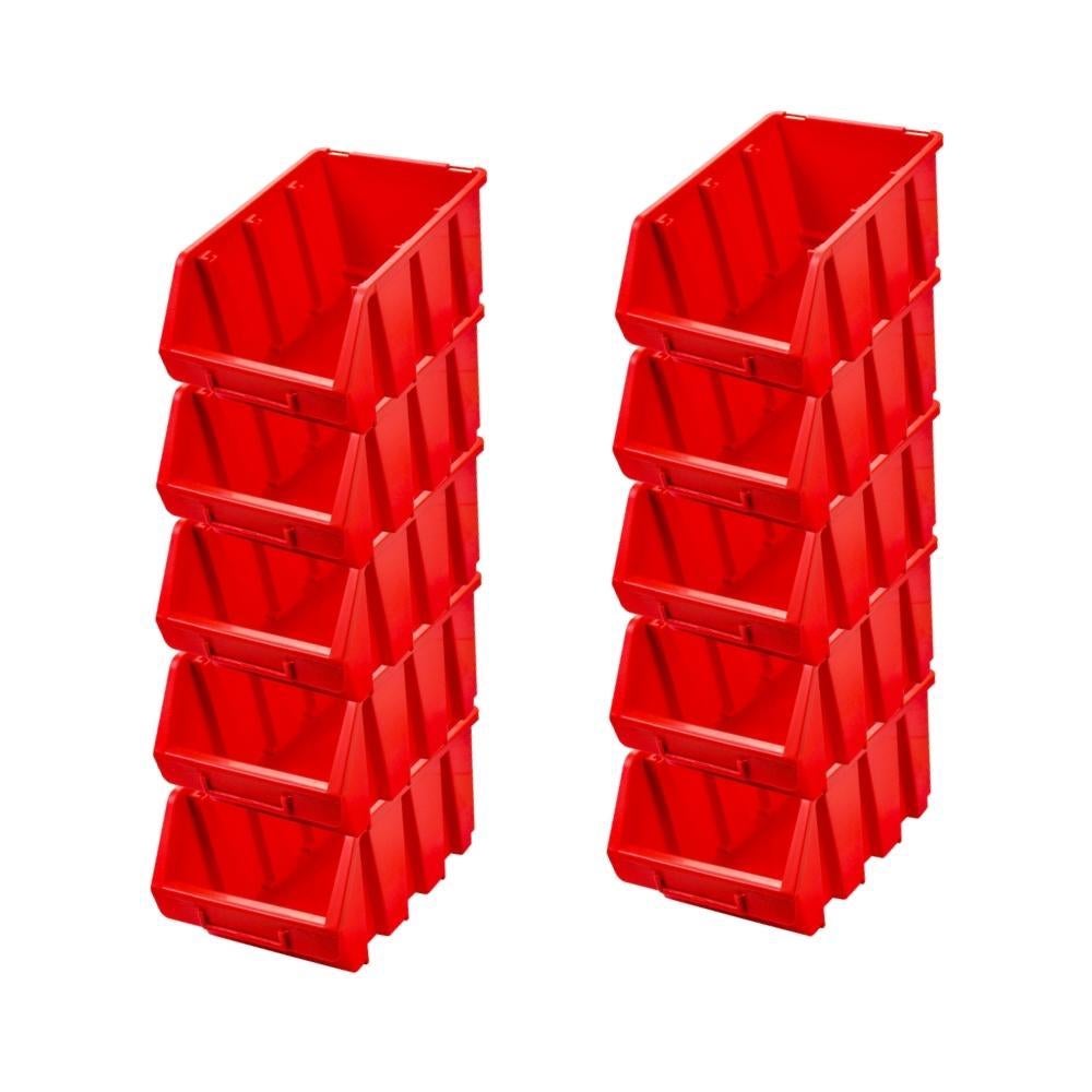 PROREGAL SuperSaver Set 10x Opbergdoos 3 HxBxD 12,6 x 17 x 24 cm Polypropyleen Rood