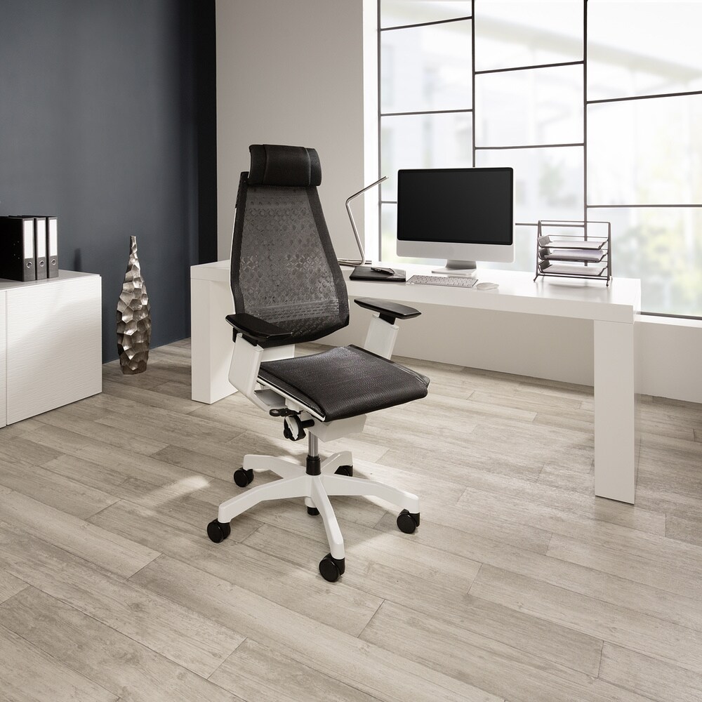 High End Bürostuhl GENIDIA PRO WHITE Netzstoff mit Armlehnen hjh OFFICE