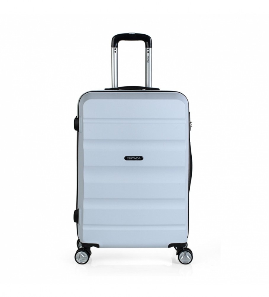 Mala de viagem rígida ITACA com 4 rodas T71660 branca - 61x44x26cm -