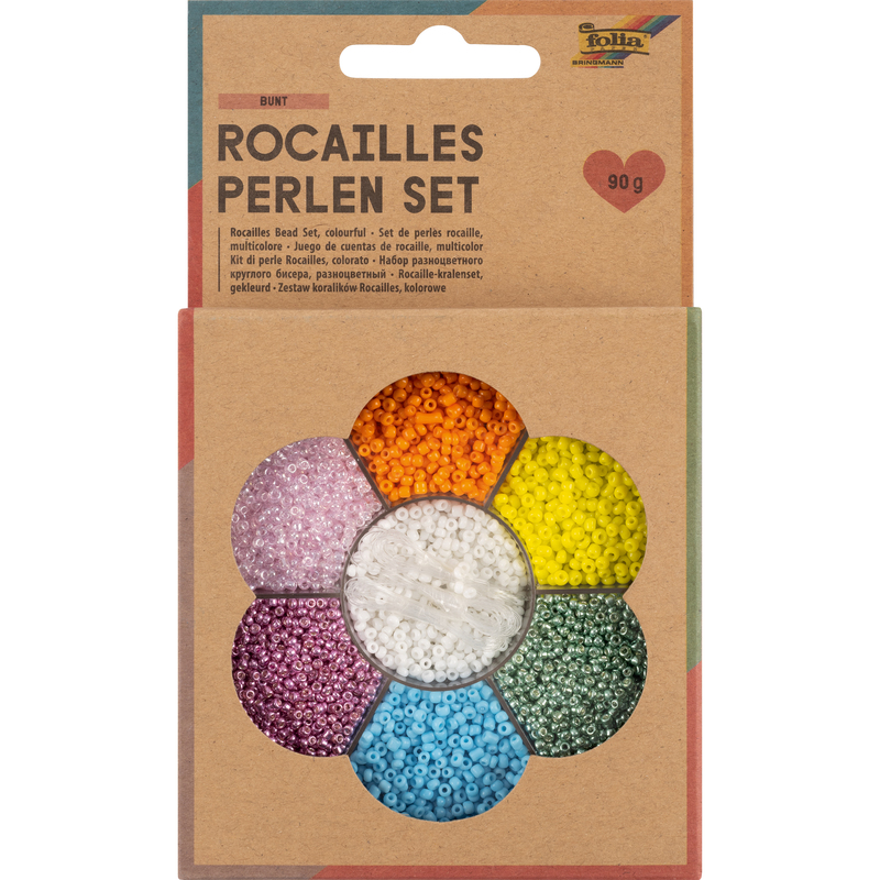 Folia Perlen Set Rocailles, bunt, assortiert