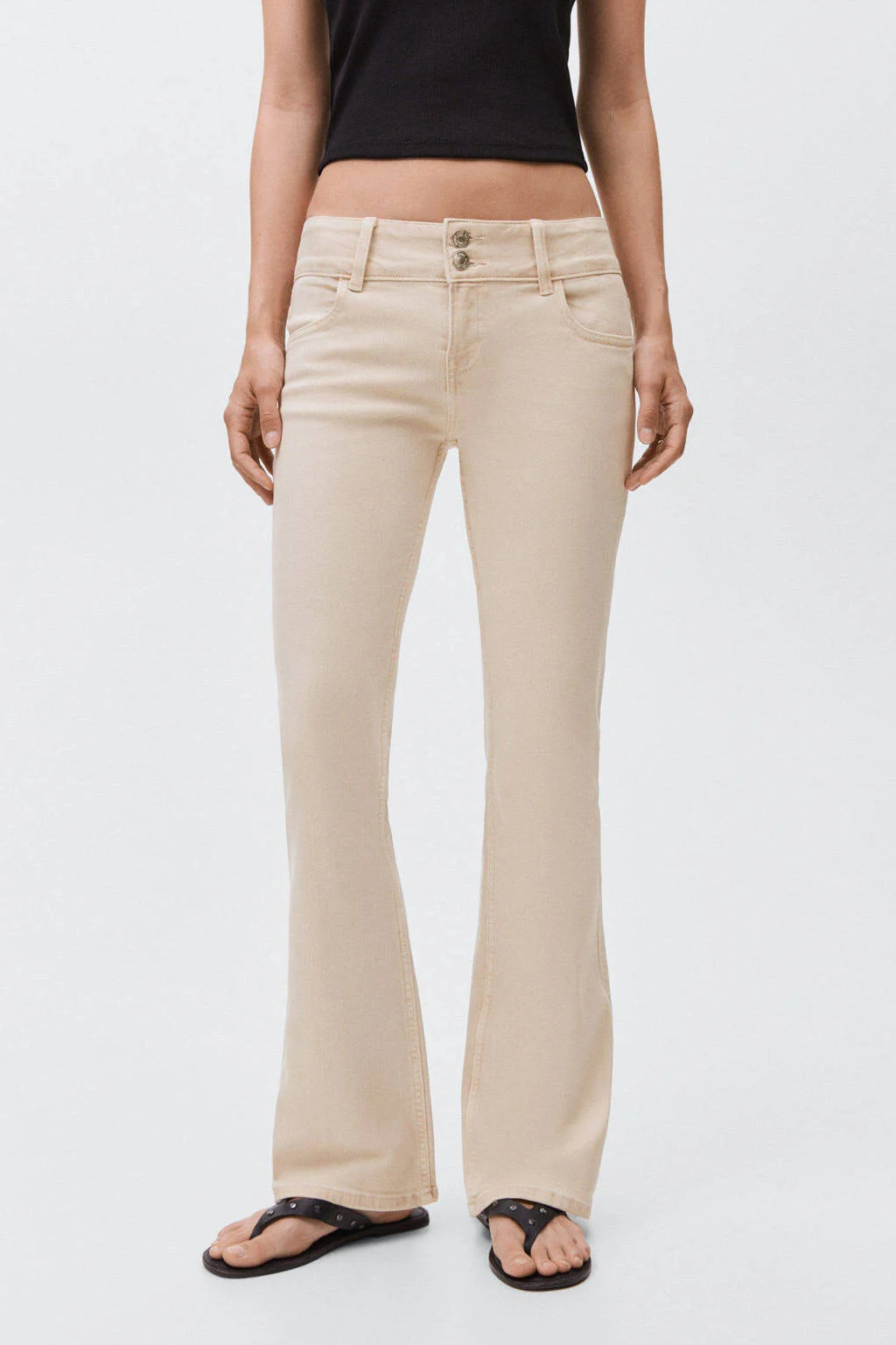 MANGO TEEN low waist flared jeans beige