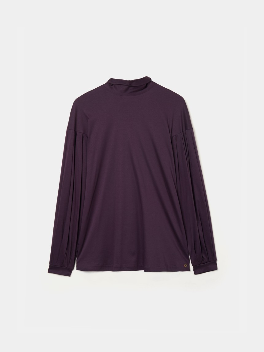 Camisola bordeaux com manga abalonada