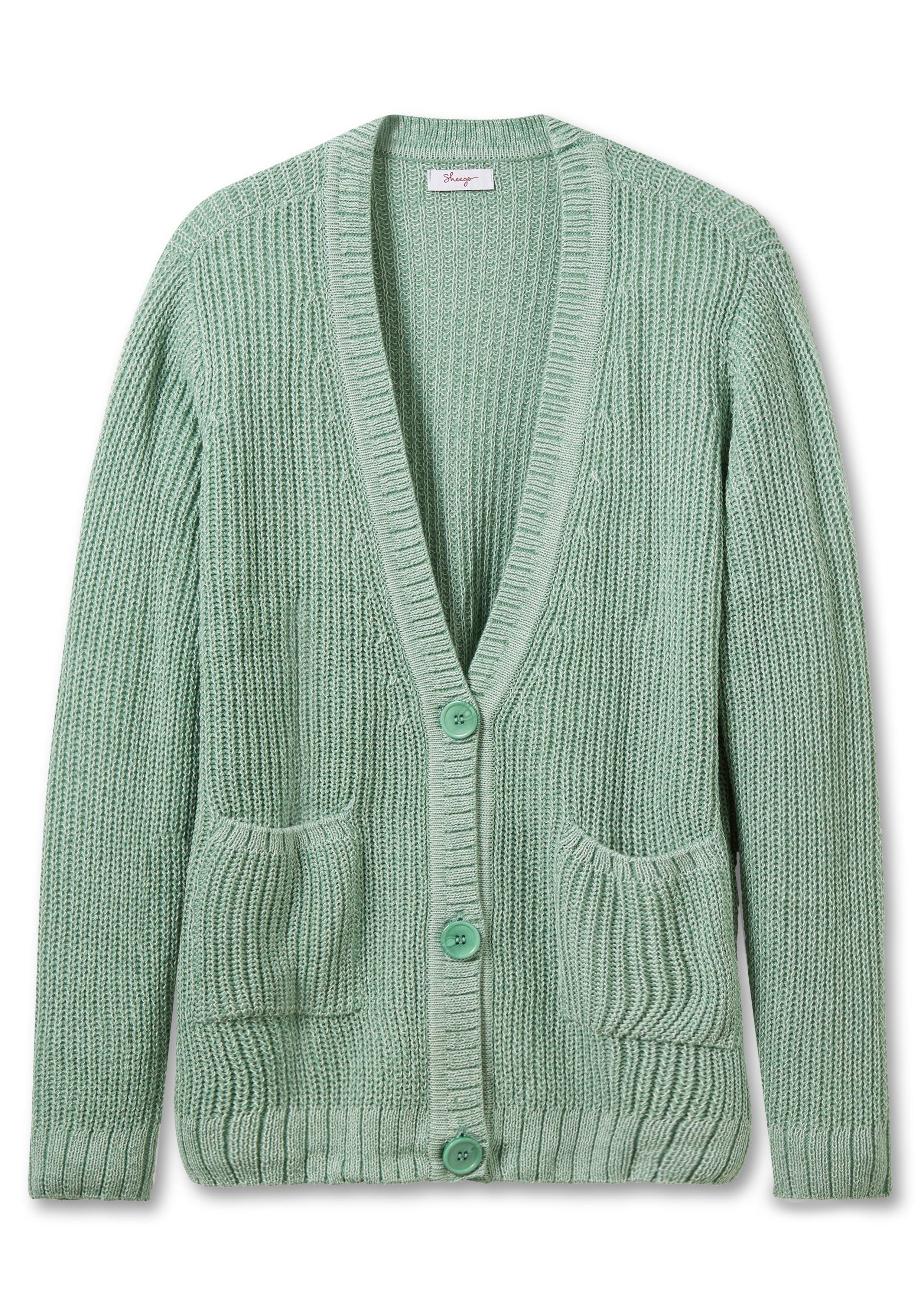 Strickjacke mit V-Ausschnitt und Taschen vorn