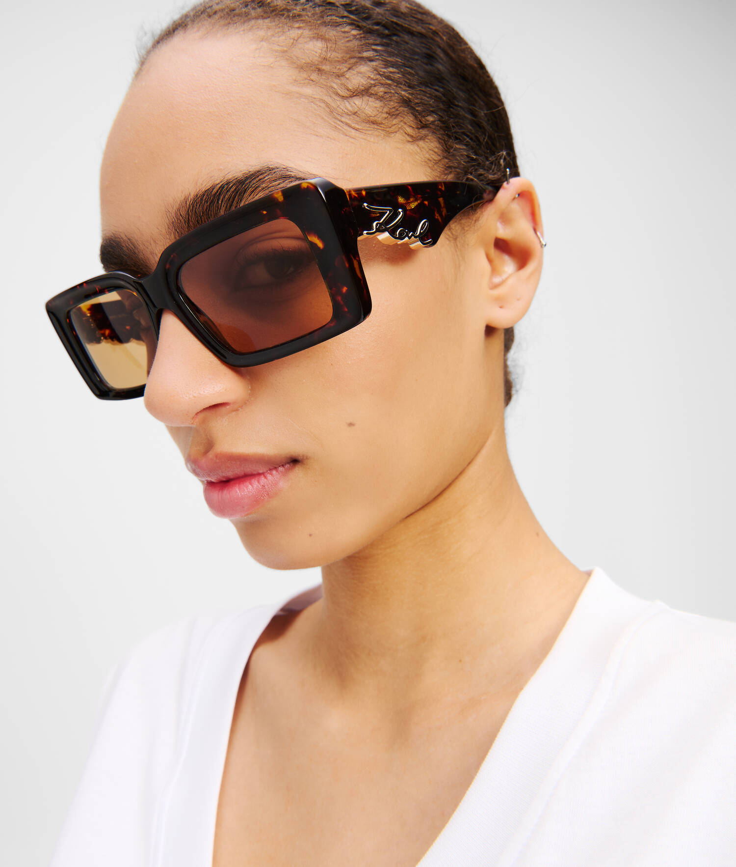 LUNETTES DE SOLEIL AVEC LOGO DÉCOUPÉ KARL SIGNATURE - Tortue Foncée