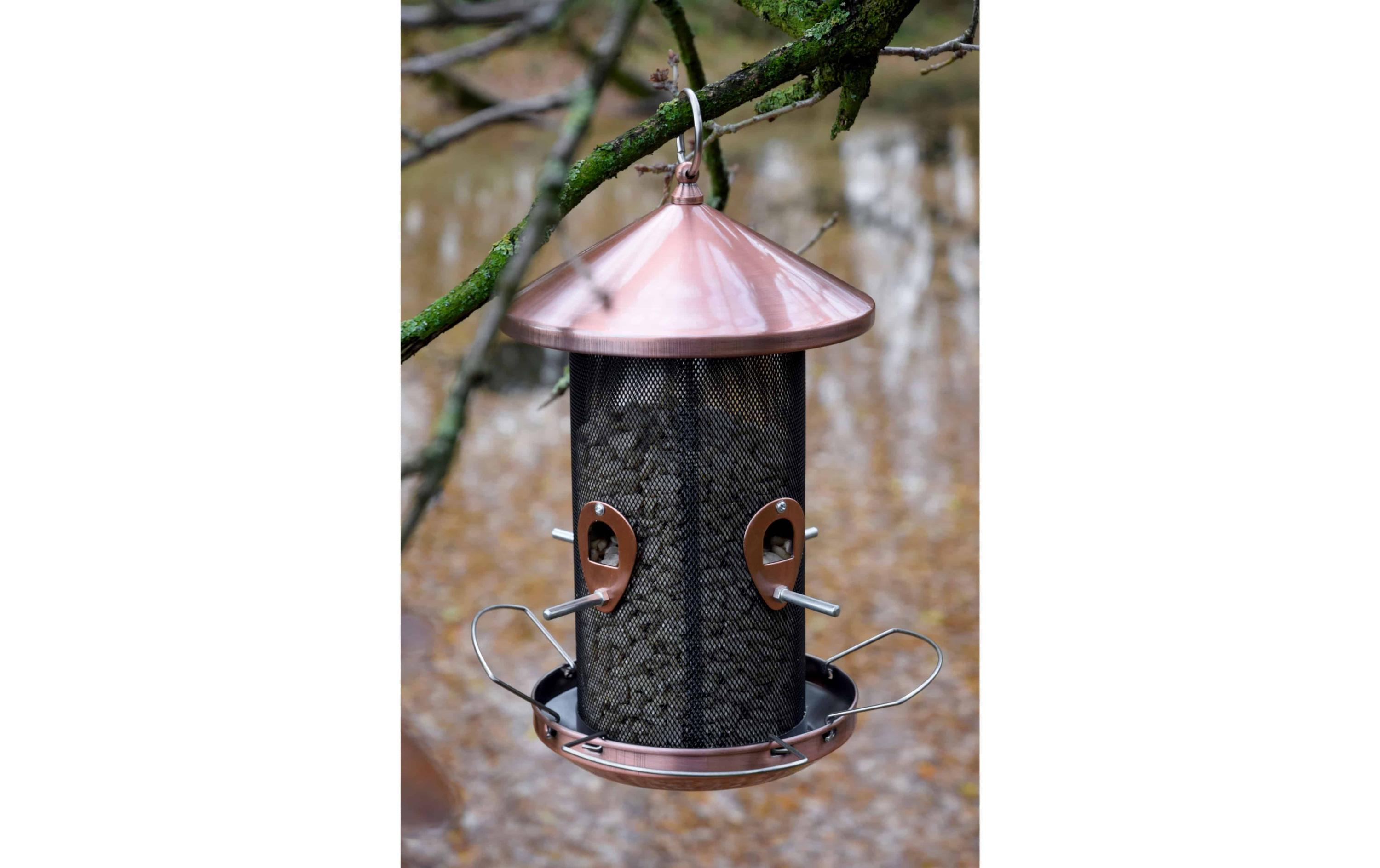 Futterspender XXL, 20 x 20 x 32 cm, Metall, KupferFuttersäule zum Aufhängen