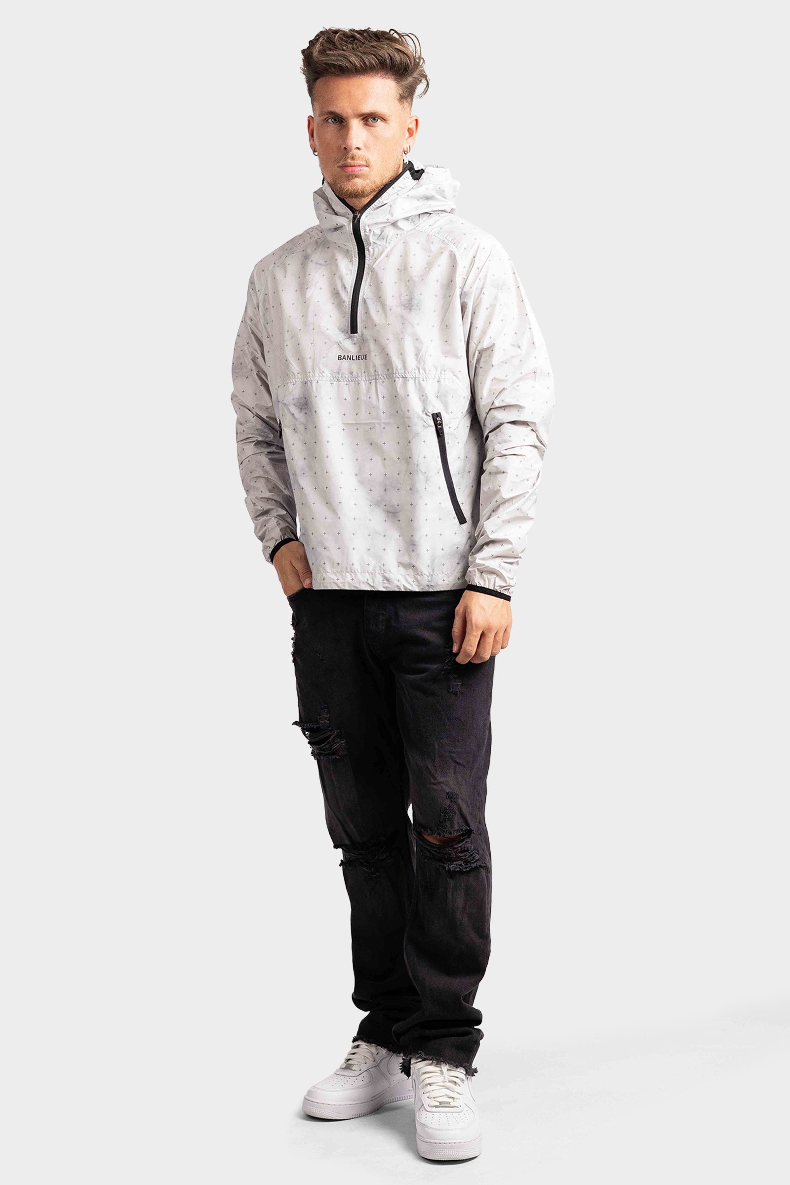 Banlieue B  Hooded Anorak Grijs