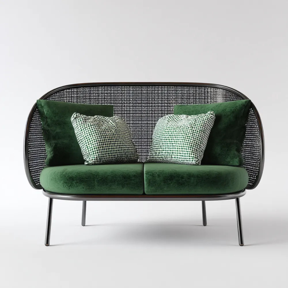 2-Sitzer-Sofa Samtpolster 140x80x85 cm – Waldgrün – Moderner Stil