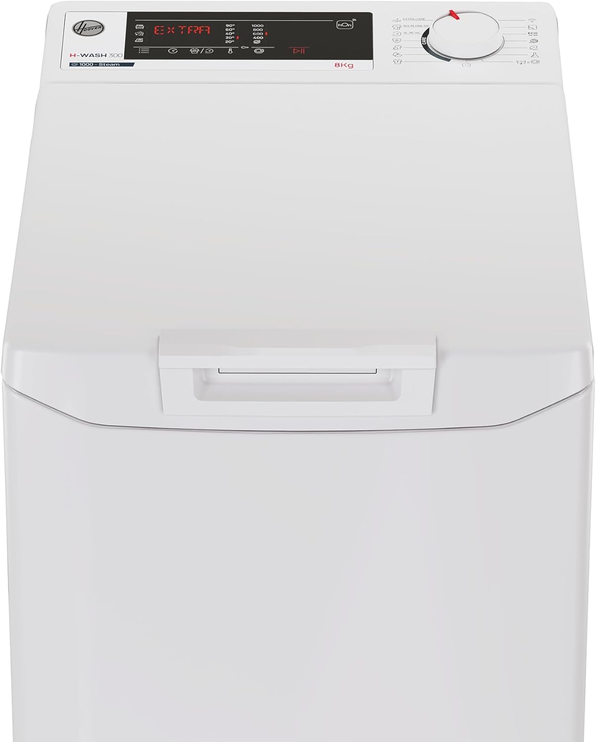 Hoover Toplader THOSQ085D2-S Waschmaschine, 8 kg, 1000 U/min., Smarte Bedienung mit Wi-Fi und Bluetooth, Gentle Touch, Mix Power System, Startzeitverzögerung, 17 Programme, Weiß