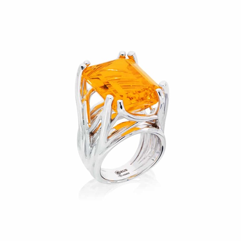 Bague Muse Argent Pierre Citrine