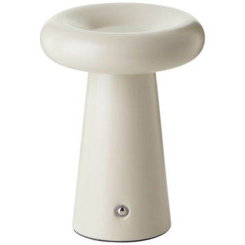 Brilliant buitentafellamp Muffin met USB oplaadbare accu beige